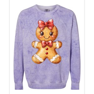 Coquette Bow Christmas Girly Gingerbread Cookie Baking Colorblast Crewneck Sweatshirt