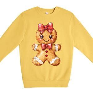 Coquette Bow Christmas Girly Gingerbread Cookie Baking Premium Crewneck Sweatshirt