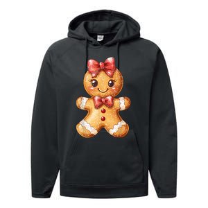 Coquette Bow Christmas Girly Gingerbread Cookie Baking Performance Fleece Hoodie