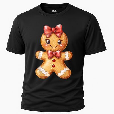 Coquette Bow Christmas Girly Gingerbread Cookie Baking Performance Shirt