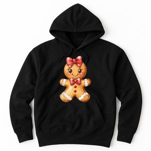 Coquette Bow Christmas Girly Gingerbread Cookie Baking Hoodie