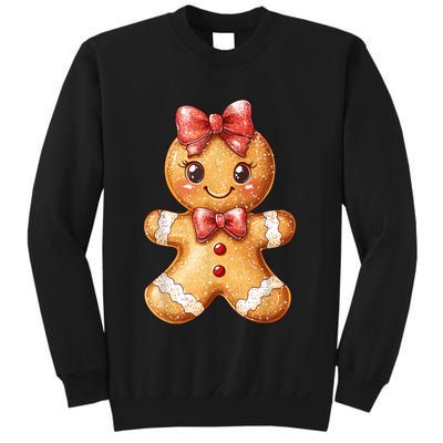 Coquette Bow Christmas Girly Gingerbread Cookie Baking Sweatshirt