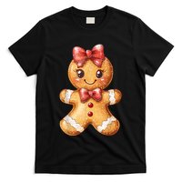 Coquette Bow Christmas Girly Gingerbread Cookie Baking T-Shirt