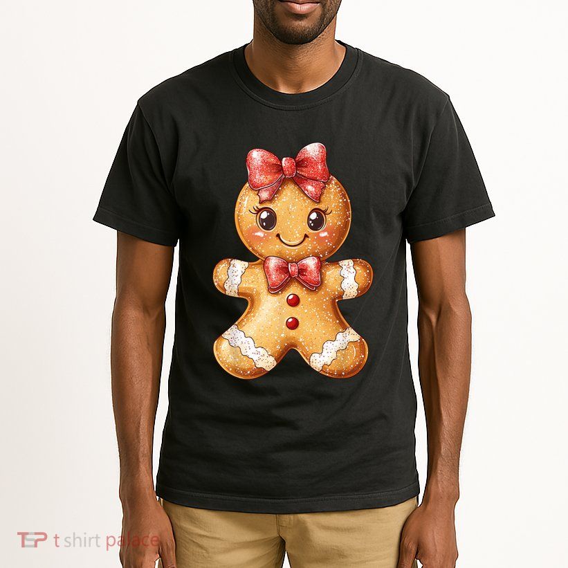 Coquette Bow Christmas Girly Gingerbread Cookie Baking Tall T-Shirt