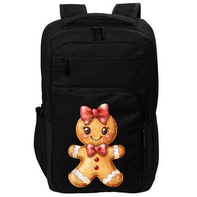 Coquette Bow Christmas Girly Gingerbread Cookie Baking Impact Tech Backpack