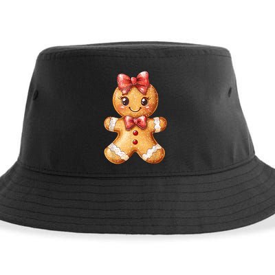 Coquette Bow Christmas Girly Gingerbread Cookie Baking Sustainable Bucket Hat