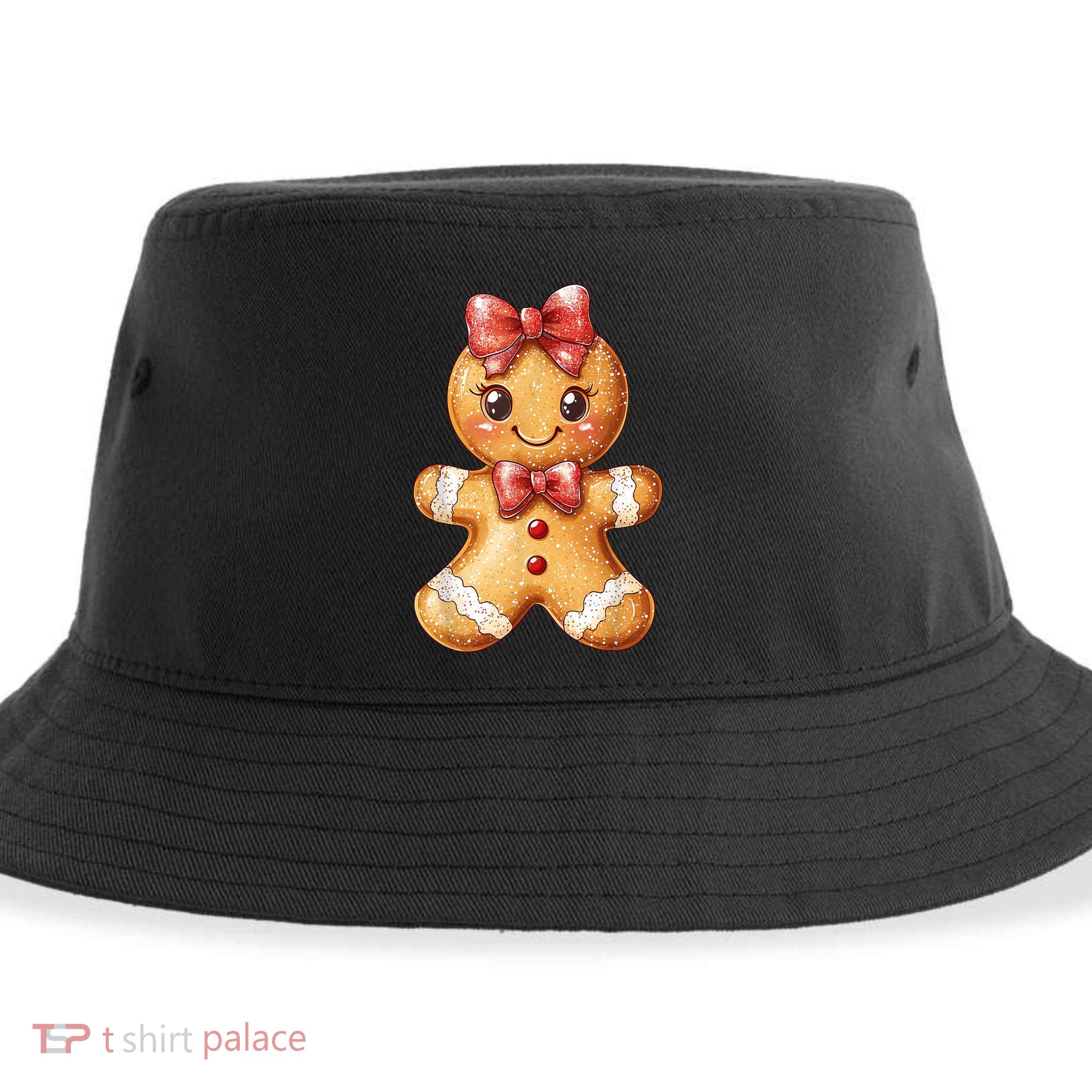 Coquette Bow Christmas Girly Gingerbread Cookie Baking Sustainable Bucket Hat