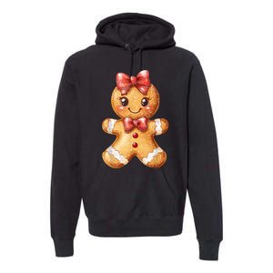 Coquette Bow Christmas Girly Gingerbread Cookie Baking Premium Hoodie