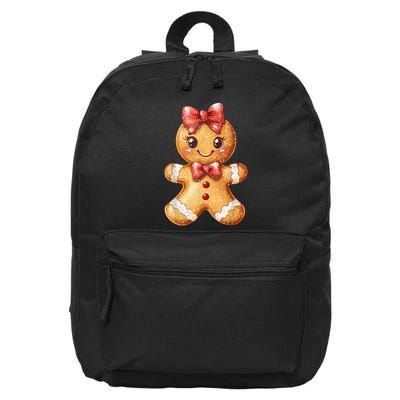 Coquette Bow Christmas Girly Gingerbread Cookie Baking 16 in Basic Backpack