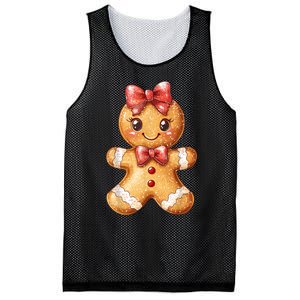 Coquette Bow Christmas Girly Gingerbread Cookie Baking Mesh Reversible Basketball Jersey Tank