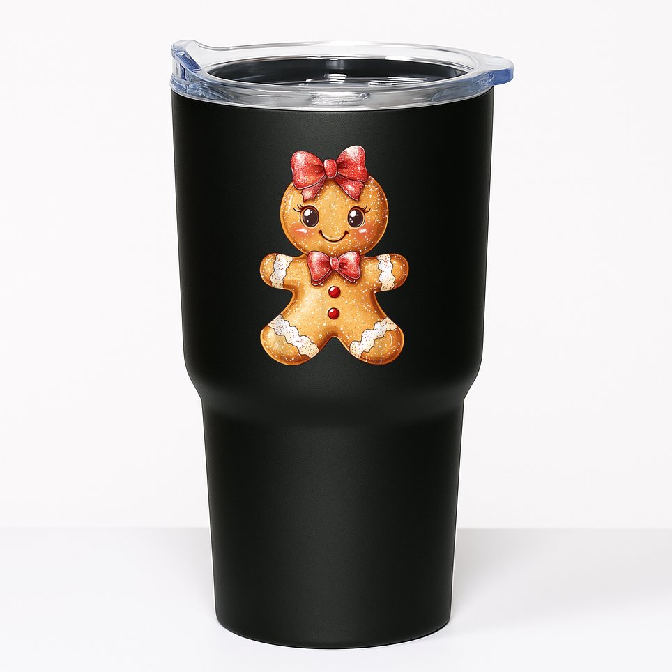 Coquette Bow Christmas Girly Gingerbread Cookie Baking Tumbler