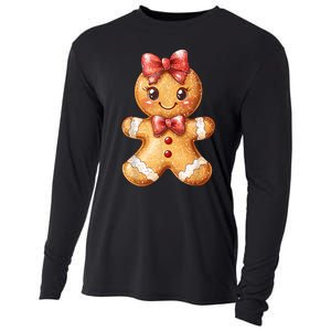 Coquette Bow Christmas Girly Gingerbread Cookie Baking Cooling Performance Long Sleeve Crew