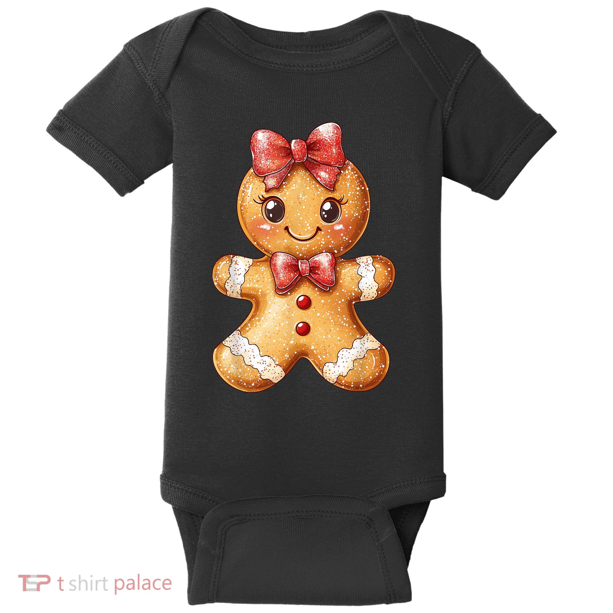 Coquette Bow Christmas Girly Gingerbread Cookie Baking Baby Bodysuit