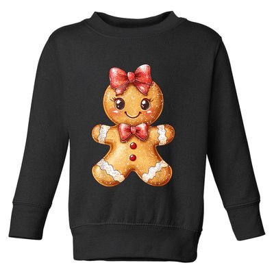 Coquette Bow Christmas Girly Gingerbread Cookie Baking Toddler Sweatshirt