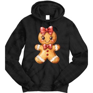 Coquette Bow Christmas Girly Gingerbread Cookie Baking Tie Dye Hoodie