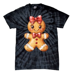 Coquette Bow Christmas Girly Gingerbread Cookie Baking Tie-Dye T-Shirt