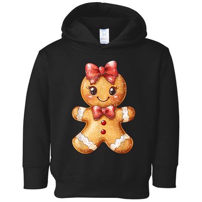 Coquette Bow Christmas Girly Gingerbread Cookie Baking Toddler Hoodie