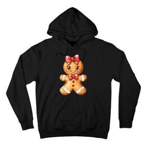 Coquette Bow Christmas Girly Gingerbread Cookie Baking Tall Hoodie