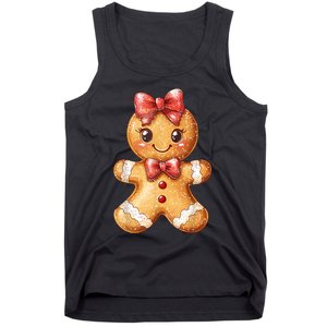 Coquette Bow Christmas Girly Gingerbread Cookie Baking Tank Top