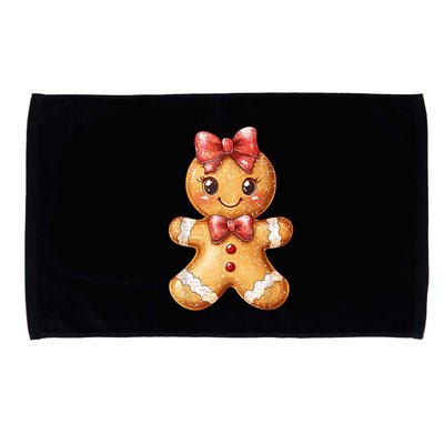 Coquette Bow Christmas Girly Gingerbread Cookie Baking Microfiber Hand Towel