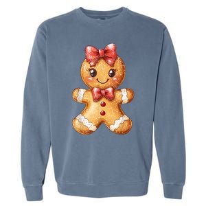 Coquette Bow Christmas Girly Gingerbread Cookie Baking Garment-Dyed Sweatshirt