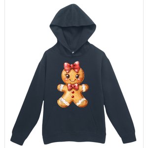 Coquette Bow Christmas Girly Gingerbread Cookie Baking Urban Pullover Hoodie