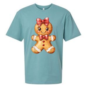 Coquette Bow Christmas Girly Gingerbread Cookie Baking Sueded Cloud Jersey T-Shirt