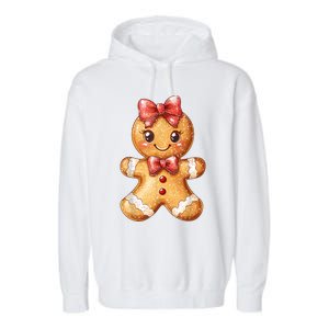 Coquette Bow Christmas Girly Gingerbread Cookie Baking Garment-Dyed Fleece Hoodie