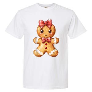 Coquette Bow Christmas Girly Gingerbread Cookie Baking Garment-Dyed Heavyweight T-Shirt