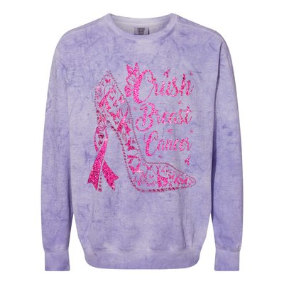 Crush Breast Cancer Awareness Bling Pink Ribbon Colorblast Crewneck Sweatshirt