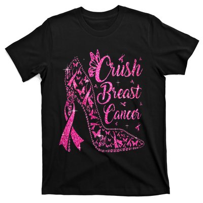 Crush Breast Cancer Awareness Bling Pink Ribbon T-Shirt