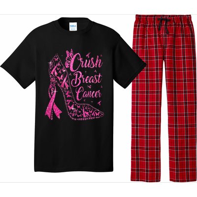 Crush Breast Cancer Awareness Bling Pink Ribbon Pajama Set