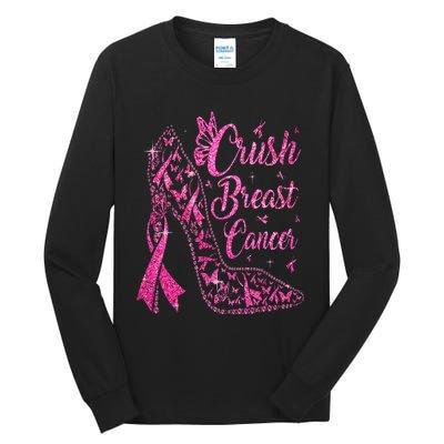 Crush Breast Cancer Awareness Bling Pink Ribbon Tall Long Sleeve T-Shirt