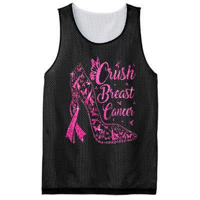 Crush Breast Cancer Awareness Bling Pink Ribbon Mesh Reversible Basketball Jersey Tank