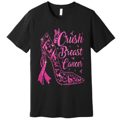 Crush Breast Cancer Awareness Bling Pink Ribbon Premium T-Shirt