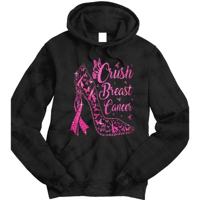 Crush Breast Cancer Awareness Bling Pink Ribbon Tie Dye Hoodie