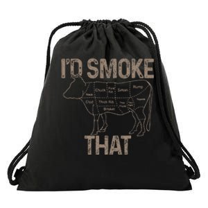 Chef Butcher Cook Bbq ID Smoke That Cow Beef Drawstring Bag