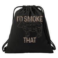 Chef Butcher Cook Bbq ID Smoke That Cow Beef Drawstring Bag