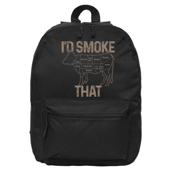 Chef Butcher Cook Bbq ID Smoke That Cow Beef 16 in Basic Backpack