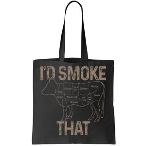 Chef Butcher Cook Bbq ID Smoke That Cow Beef Tote Bag