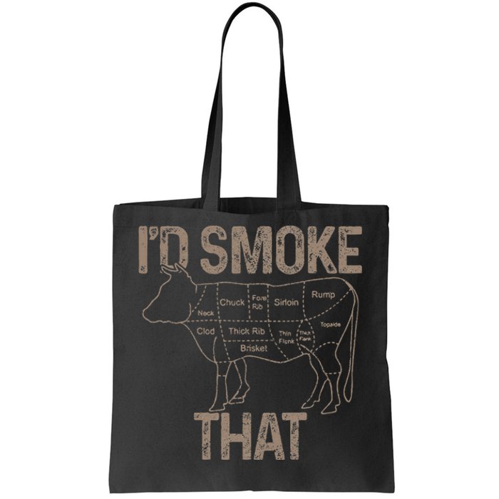 Chef Butcher Cook Bbq ID Smoke That Cow Beef Tote Bag