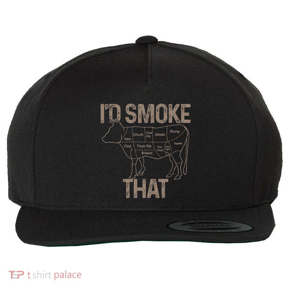 Chef Butcher Cook Bbq ID Smoke That Cow Beef Wool Snapback Cap
