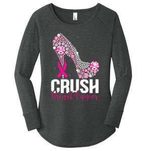 Crush Breast Cancer Awareness Bling Pink Ribbon Women's Perfect Tri Tunic Long Sleeve Shirt