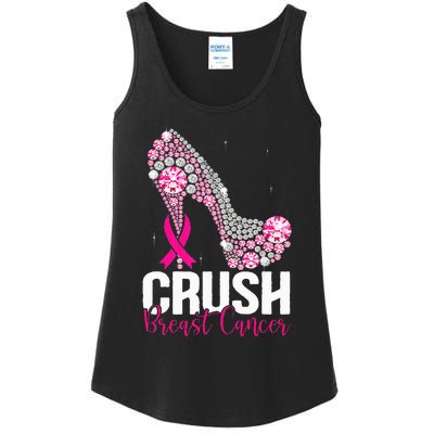 Crush Breast Cancer Awareness Bling Pink Ribbon Ladies Essential Tank