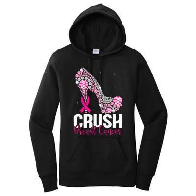 Crush Breast Cancer Awareness Bling Pink Ribbon Women's Pullover Hoodie