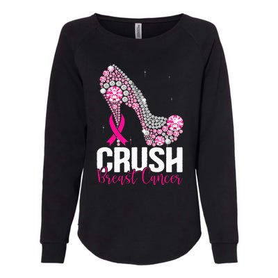 Crush Breast Cancer Awareness Bling Pink Ribbon Womens California Wash Sweatshirt