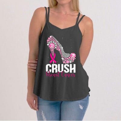 Crush Breast Cancer Awareness Bling Pink Ribbon Women's Strappy Tank