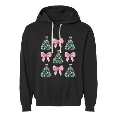 Cute Bow Christmas Tree Pattern Swea Garment-Dyed Fleece Hoodie