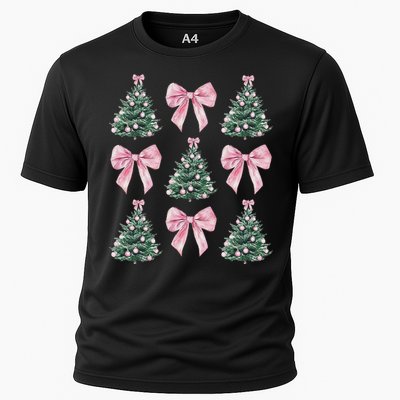 Cute Bow Christmas Tree Pattern Swea Cooling Performance Crew T-Shirt