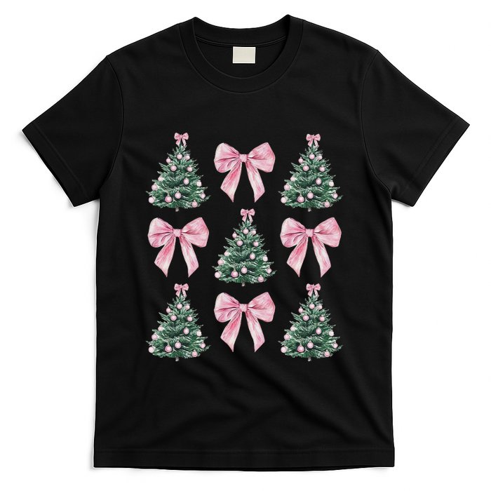 Cute Bow Christmas Tree Pattern Swea T-Shirt